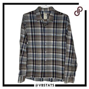 Adriano‎ Goldschmied Shirts by AG Brown/Navy/Cream Plaid in Athletic Wear XL